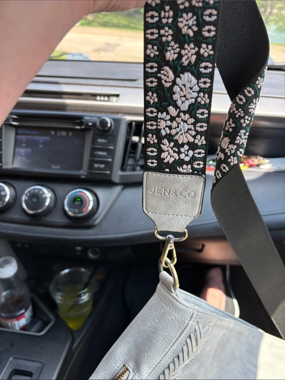 JEN &CO hobo Crossbody Bag with Floral Jacquard Strap